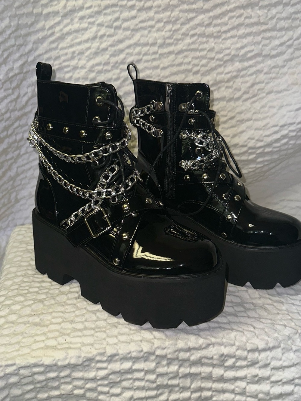 Black platform boots